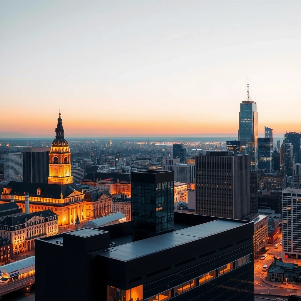 Transatlantic city skyline connection