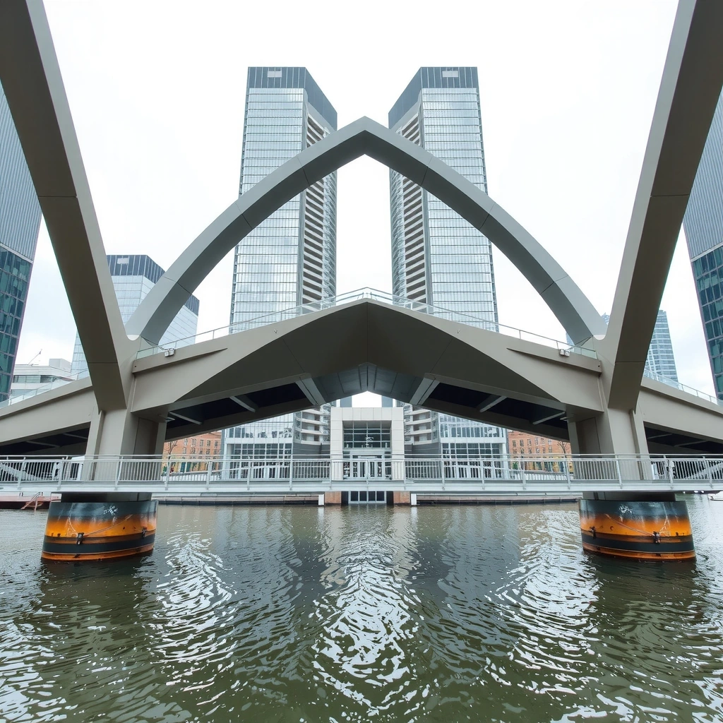 Abstract architectural bridge structure