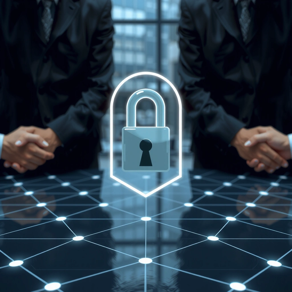 Digital security concept showing a data lock shield